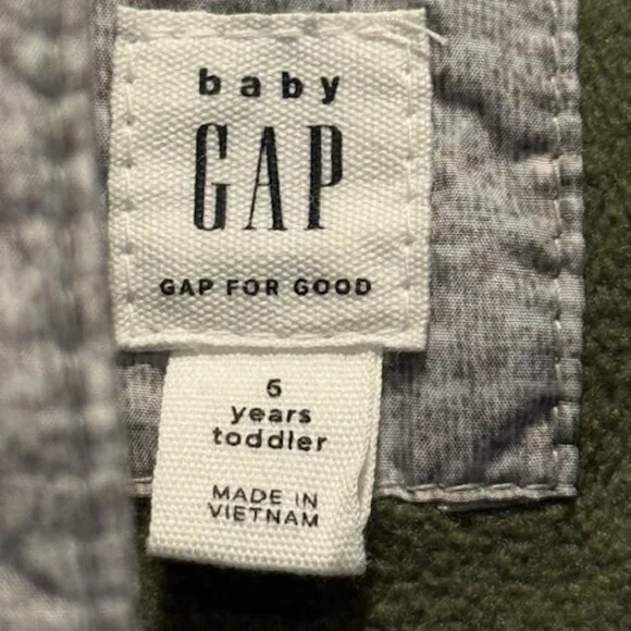 Gap Puffer Kids Warmest Jacket Style Winter Coat Heather Gray & Green Fleece 5y
